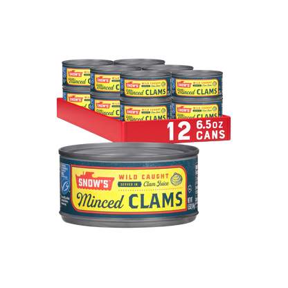 Snow's Wild Caught Minced Clams Canned, 6.5 oz Can (Pack of 12)