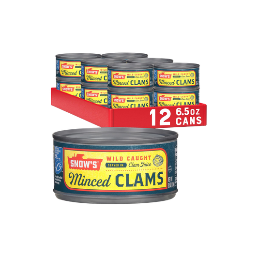 Snow's Wild Caught Minced Clams Canned, 6.5 oz Can (Pack of 12)