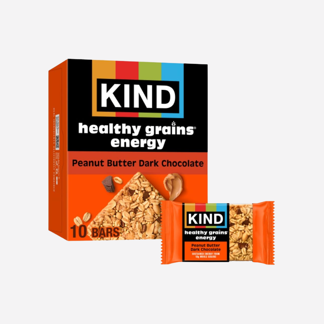 KIND Healthy Grains Energy Bars, Peanut Butter Dark Chocolate, 18g Whole Grains, Made with Super Grains, Gluten Free Snacks, 10 Ct Value Pack, 14.1oz