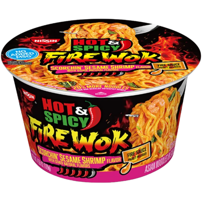 Nissin Hot & Spicy Ramen Noodle Soup, Shrimp, 3.27 Ounce (Pack of 6)