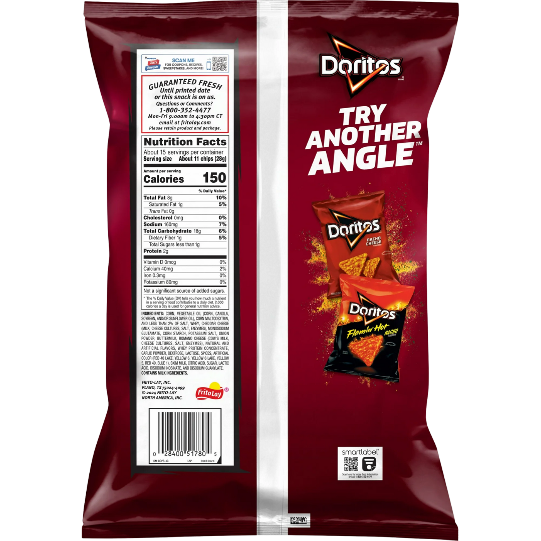 Doritos Tortilla Chips Spicy Nacho Flavored 14.5 ounce Bag