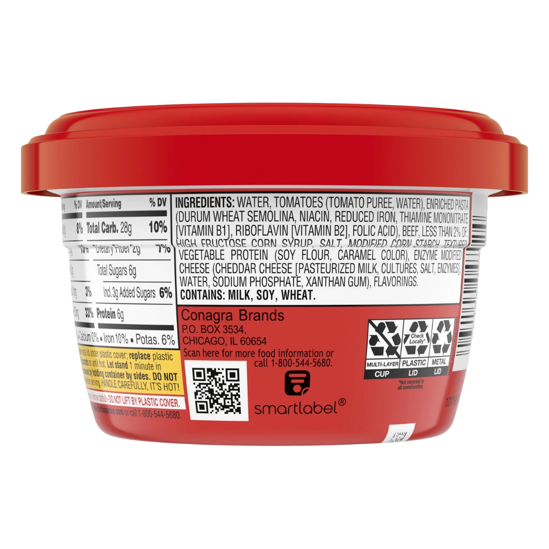 Chef Boyardee Beefaroni Pasta, Microwave Food, 7.5 OZ Microwaveable Bowl (12 Bowls)