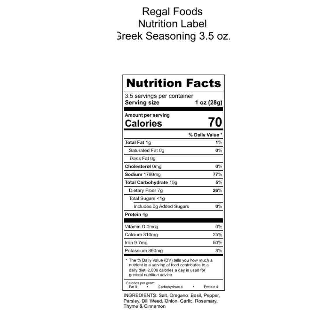 Regal Greek Seasoning 3.5 oz.