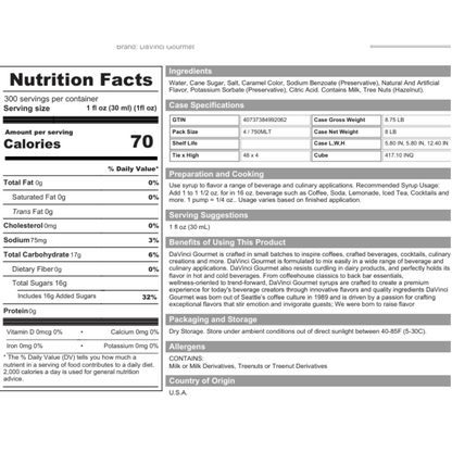 DaVinci Gourmet Classic Caramel Pecan Flavoring Syrup 750 mL