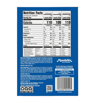 Nabisco Sweet Treats Cookie Variety Pack OREO, OREO Golden & CHIPS AHOY!, 30 Snack Packs