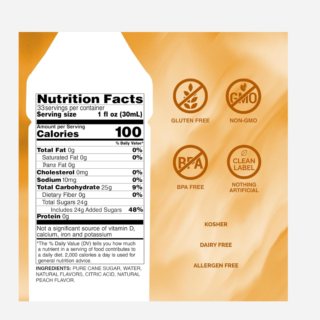 Monin Premium White Peach Flavoring Fruit Syrup 1 Liter