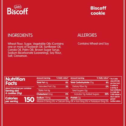 Lotus Biscoff Cookies, 13.23oz, 3 freshpacks of 16 cookies