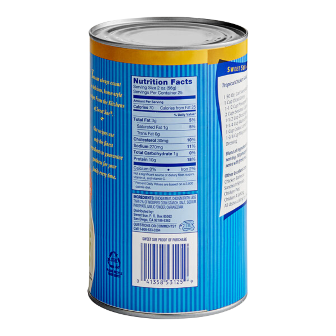 Sweet Sue Can Boneless Chicken 50 oz. (various sizes)