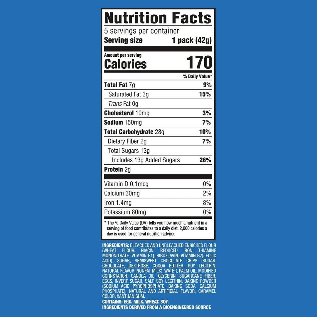 CHIPS AHOY! Chocolate Chip Cake Bites, Baked Blondie, 5 - 1.5 oz Packs Shelf Stable Cardboard Box