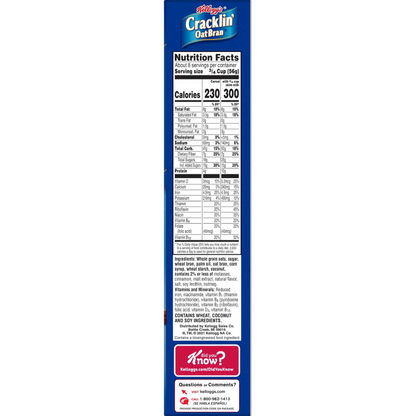 Kellogg's Cracklin' Oat Bran Cereal, 16.5-Ounce Boxes (Pack of 1)
