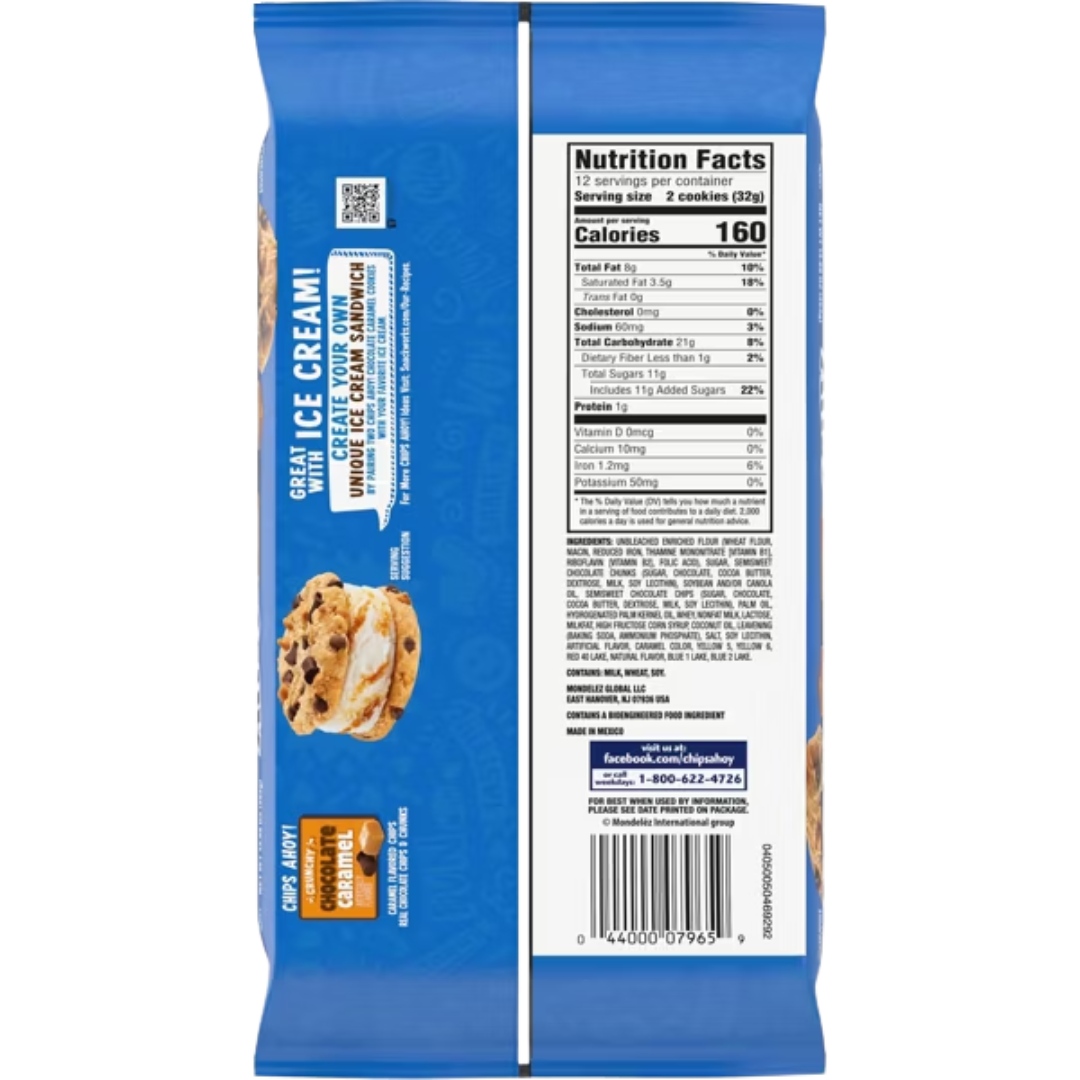 CHIPS AHOY! Crunchy Chocolate Caramel Chocolate Chip Cookies, Family Size, 13.88 oz