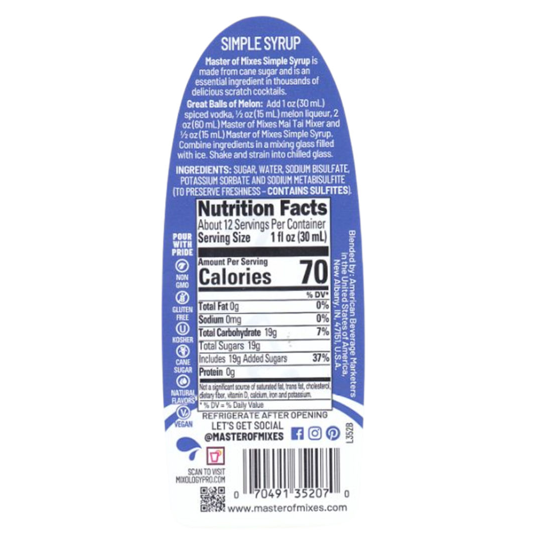 Master of Mixes Simple Syrup 375 mL