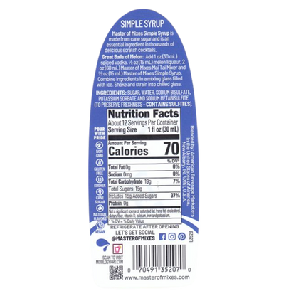 Master of Mixes Simple Syrup 375 mL