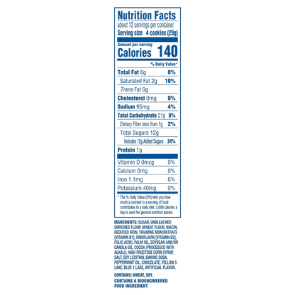 OREO Thins Mint Creme Crunchy Chocolate Sandwich Cookies, Baked, 11.78 oz Shelf Stable Plastic Tray
