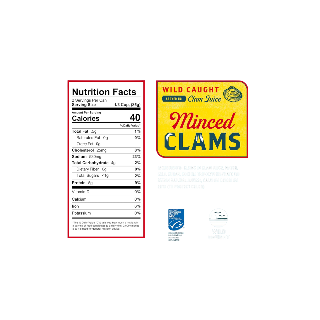 Snow's Wild Caught Minced Clams Canned, 6.5 oz Can (Pack of 12)