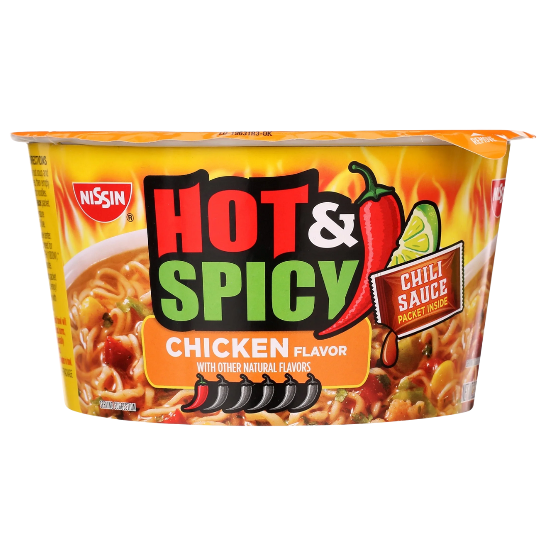 Nissin Hot & Spicy Ramen Noodle Soup, Shrimp, 3.27 Ounce (Pack of 6)