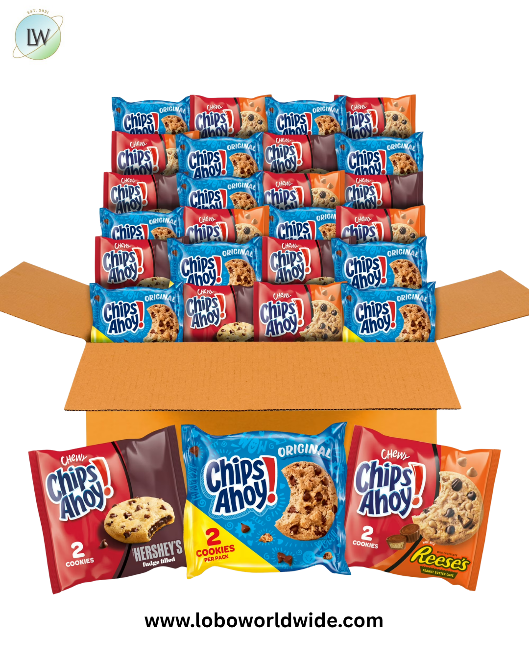 CHIPS AHOY! Cookie Variety Pack, 3 Flavors, 50 Snack Packs (2 Cookies Per Pack)