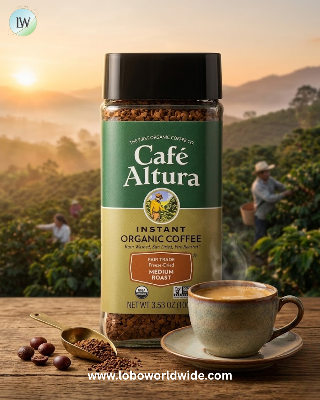 Cafe Altura, Instant Organic Coffee, Medium Roast, Freeze-Dried