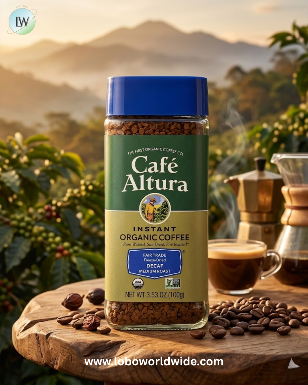 Cafe Altura, Instant Organic Coffee, Medium Roast, Freeze-Dried