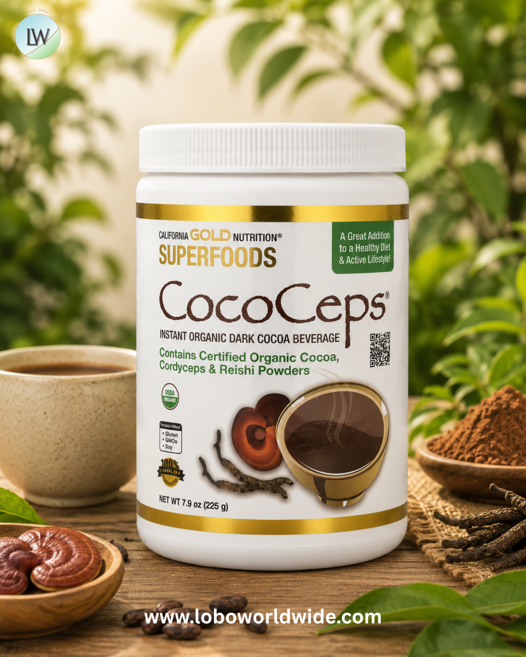 California Gold Nutrition, Superfoods, CocoCeps, Organic Cocoa, Cordyceps & Reishi, 7.93 oz (225 g)