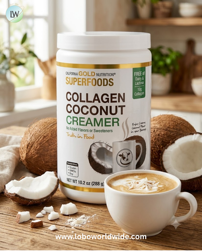 California Gold Nutrition, Superfoods, Collagen Coconut Creamer with Organic Coconut Milk Powder, Hydrolyzed Collagen Peptides, Organic Tapioca Maltodextrin, and Bamboo Extract, Unsweetened, 10.2 oz (288 g)