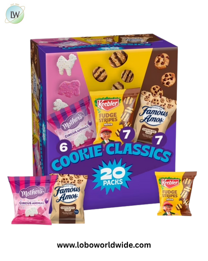 Assorted Cookie Classics Variety Pack - Mother's Circus, Keebler Fudge Stripes & Famous Amos, 20 Pouch Box, 20 oz