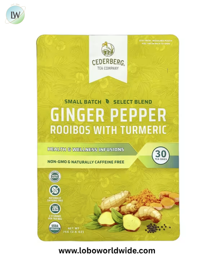 Cederberg Tea Co, Ginger Pepper Rooibos with Turmeric, Caffeine Free, 2.6 oz (75 g)