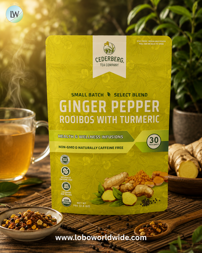 Cederberg Tea Co, Ginger Pepper Rooibos with Turmeric, Caffeine Free, 2.6 oz (75 g)