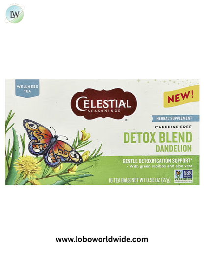 Celestial Seasonings, Detox Blend, Dandelion, Caffeine Free, 16 Tea Bags, 0.96 oz (27 g)