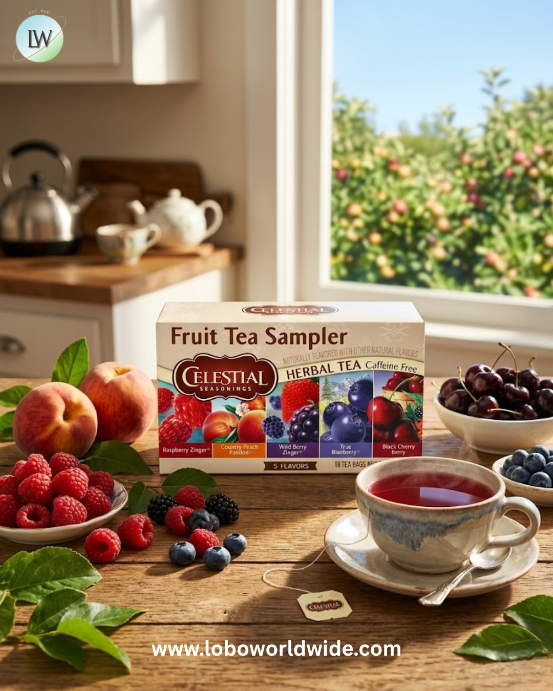 Celestial Seasonings, Fruit Tea Sampler, 5 Flavors, Caffeine Free, 18 Tea Bags, 1.4 oz (40 g)