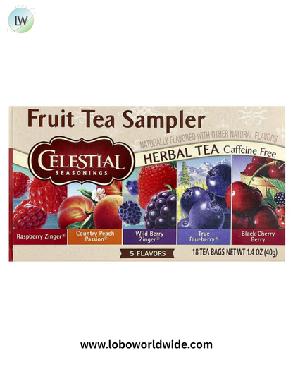 Celestial Seasonings, Fruit Tea Sampler, 5 Flavors, Caffeine Free, 18 Tea Bags, 1.4 oz (40 g)
