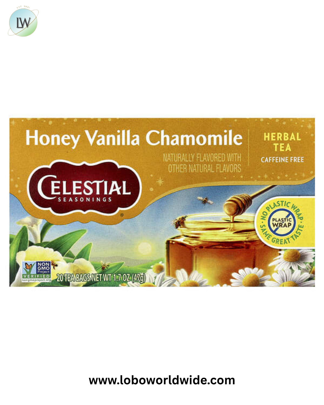 Celestial Seasonings, Herbal Tea, Honey Vanilla Chamomile, Caffeine Free, 20 Tea Bags, 1.7 oz (47 g)
