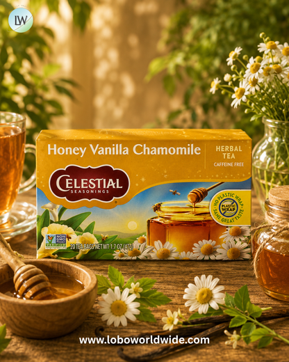 Celestial Seasonings, Herbal Tea, Honey Vanilla Chamomile, Caffeine Free, 20 Tea Bags, 1.7 oz (47 g)