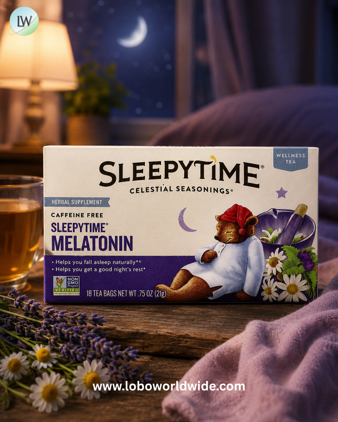 Celestial Seasonings, Wellness Tea, Sleepytime® Melatonin, Caffeine Free, 18 Tea Bags, 0.75 oz (21 g)