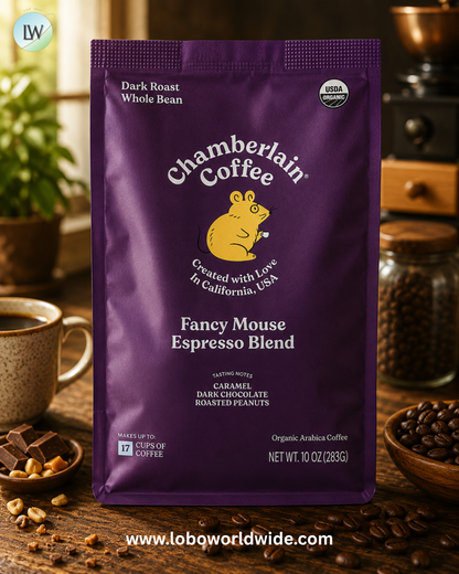 Chamberlain Coffee, Fancy Mouse Espresso Blend, Whole Bean, Dark Roast, 10 oz (383 g)