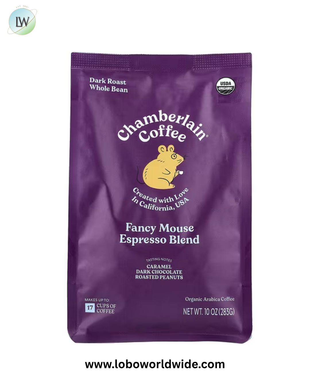 Chamberlain Coffee, Fancy Mouse Espresso Blend, Whole Bean, Dark Roast, 10 oz (383 g)