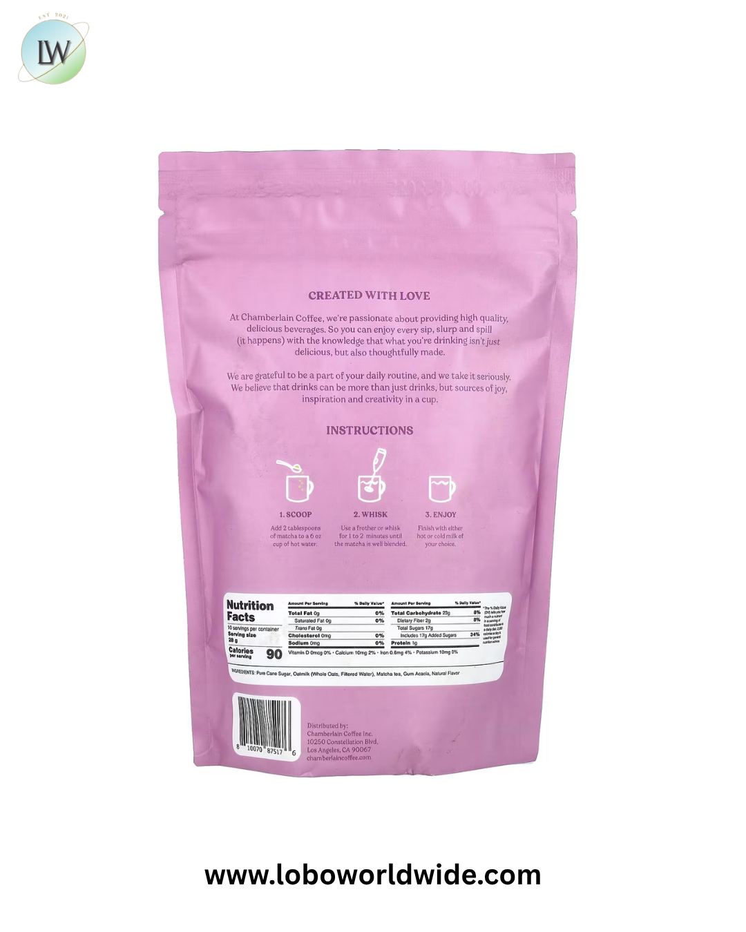 Chamberlain Coffee, Lavender Matcha Latte with Oat Milk, 10 oz (283 g)