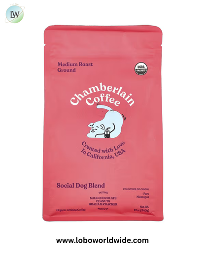 Chamberlain Coffee, Social Dog Blend, Ground, Medium Roast, 12 oz (340 g)