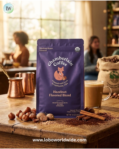 Chamberlain Coffee, Witty Fox Hazelnut Blend, Ground, Medium Roast, 10 oz (283 g)