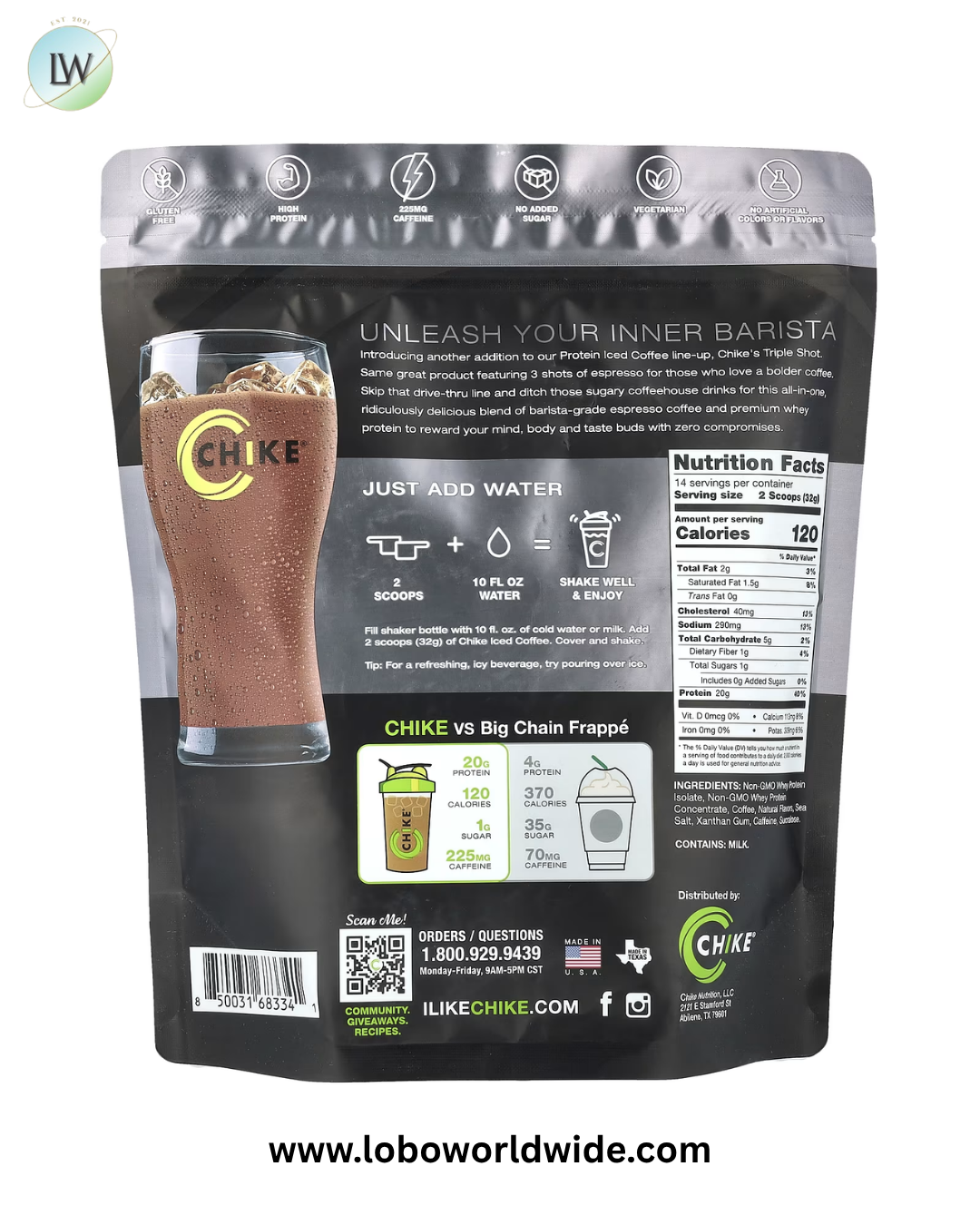 Chike Nutrition, Protein Iced Coffee, Triple Shot, Espresso & Cream, 15.8 oz (448 g)