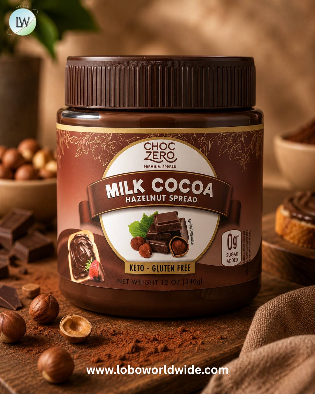 ChocZero, Cocoa Hazelnut Spread, 12 oz (340 g)