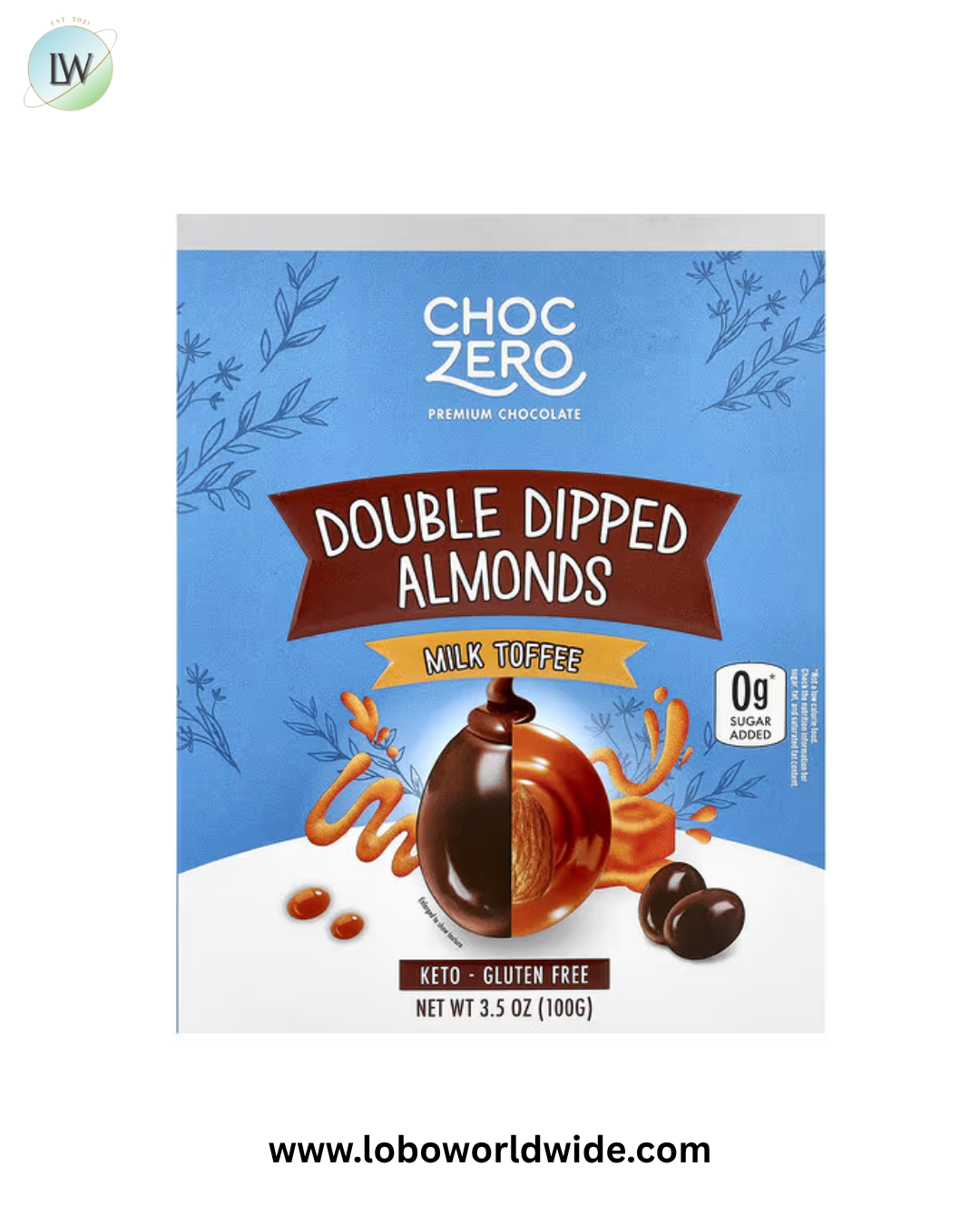 ChocZero, Premium Chocolate, Double Dipped Almonds, Milk Toffee, 3.5 oz (100 g)