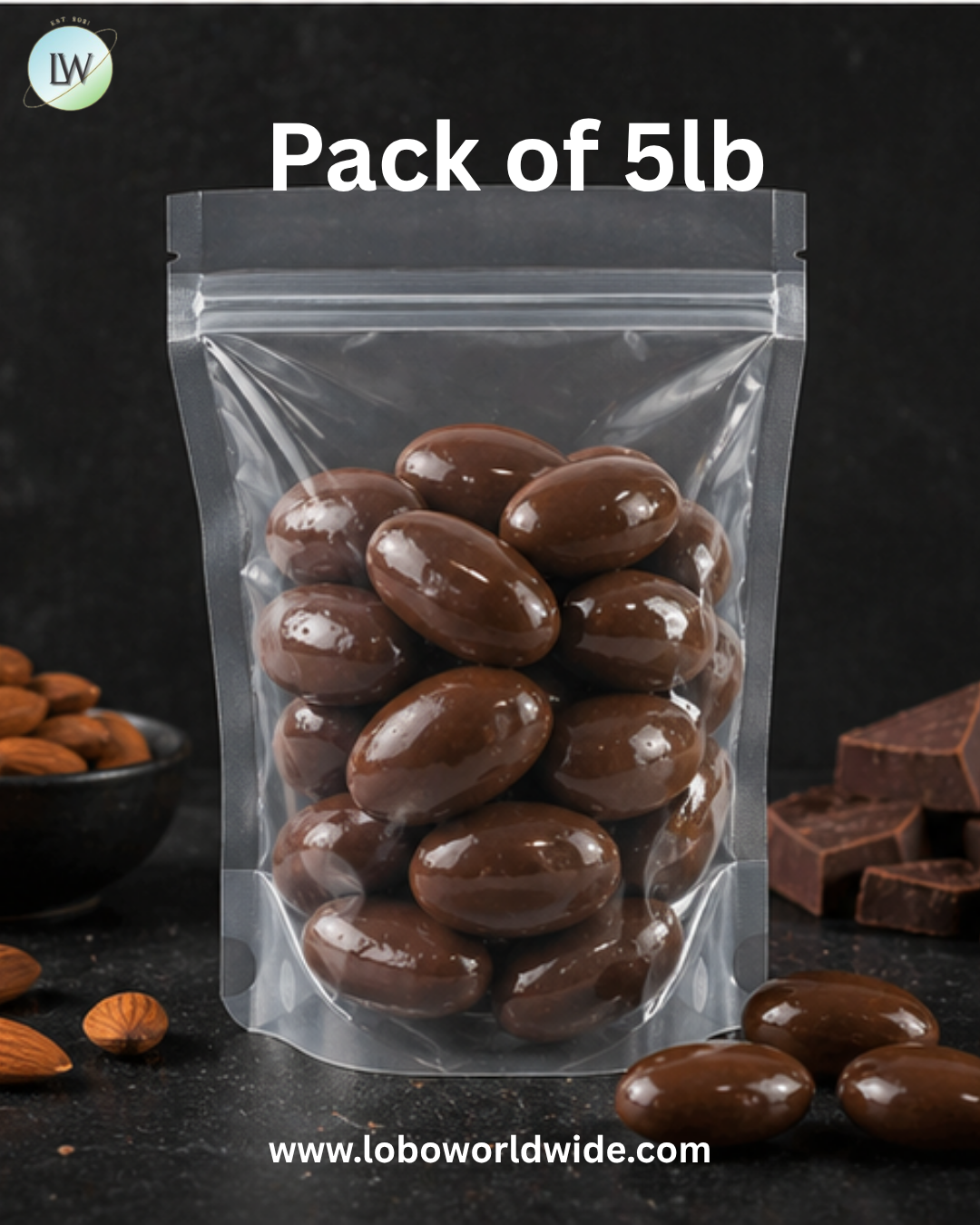 Chocolate Covered Almonds, No Sugar Added