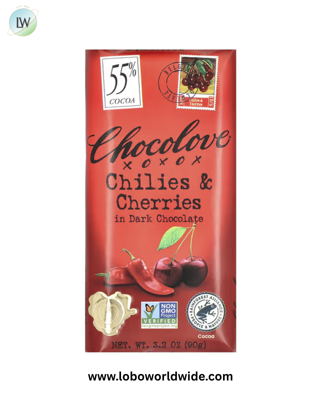 Chocolove, Dark Chocolate, 55% Cacao, 3.2 oz (90 g)
