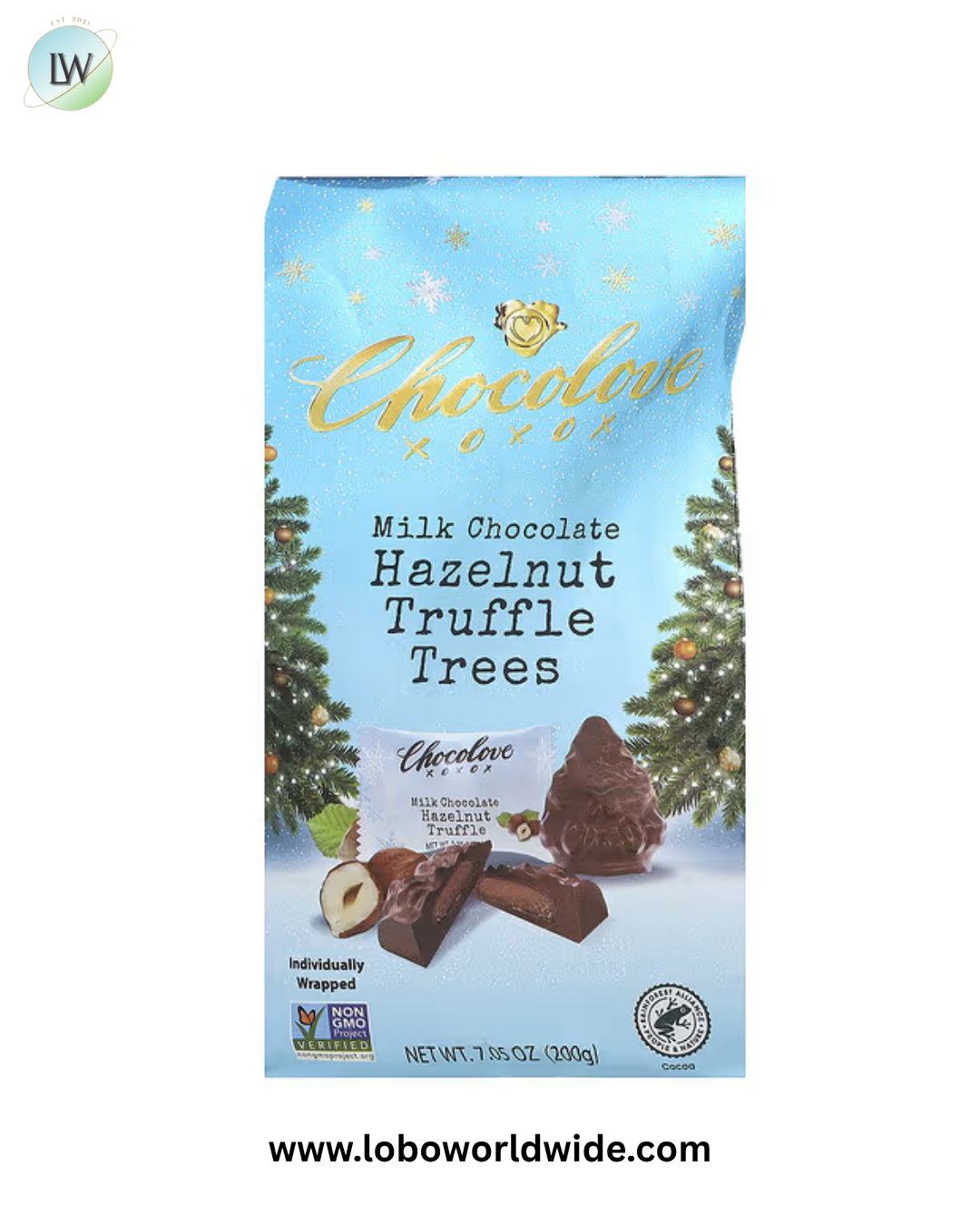 Chocolove, Milk Chocolate Hazelnut Truffle Trees, 7.05 oz (200 g)
