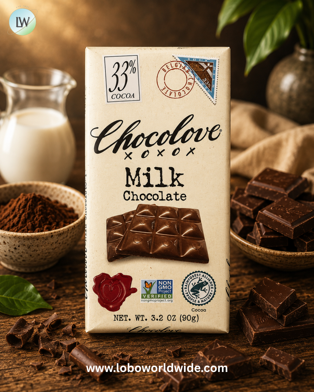 Chocolove, 33% Cocoa, 3.2 oz (90 g)
