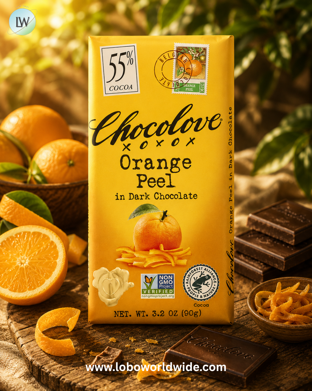 Chocolove, Orange Peel in Dark Chocolate, 55% Cocoa, 3.2 oz (90 g)