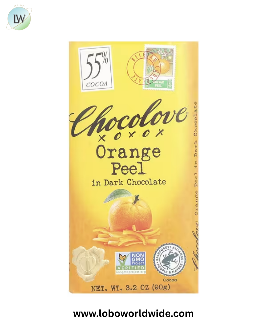 Chocolove, Orange Peel in Dark Chocolate, 55% Cocoa, 3.2 oz (90 g)