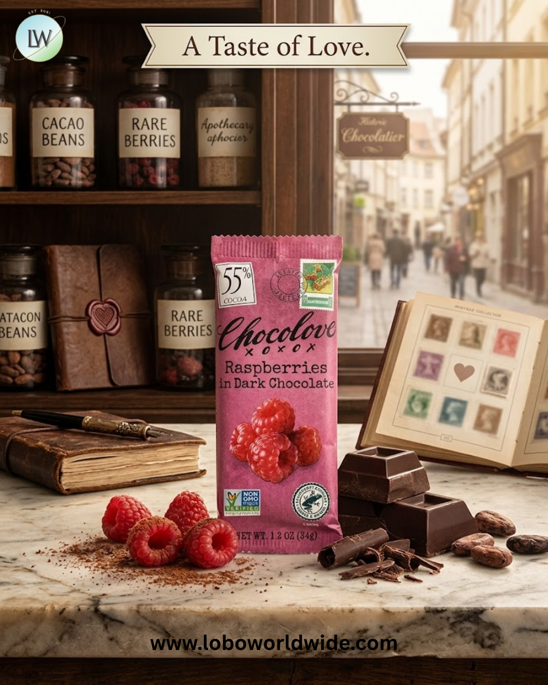 Chocolove, Raspberries in Dark Chocolate, 55% Cocoa, 1.2 oz (34 g) - PACK OF 2