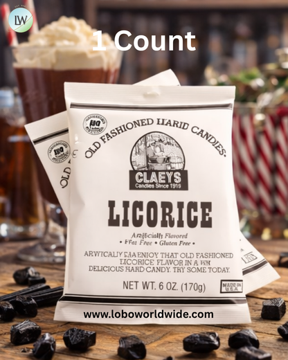 Claey's Hard Candy Drops Black Licorice 6oz Bag